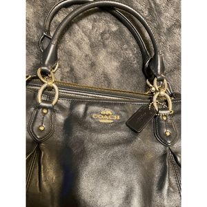 #56 Handbag VINTAGE Coach Colette Carryall F33447 Black Leather Satchel